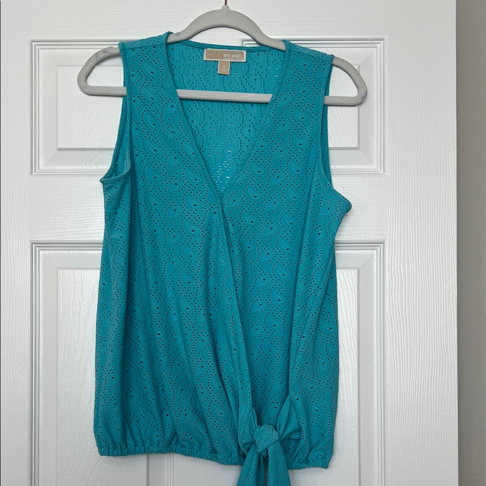 Michael Kors Sleeveless Eyelet Wrap Top